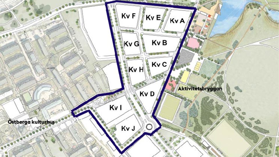 Kvarter I och J hör till etapp 5 södra, kvarter A-H hör till etapp 5 norra.